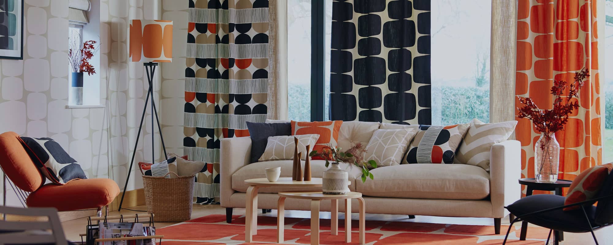 Modern living room sofa and curtains