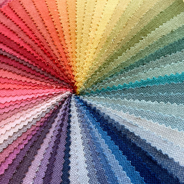 Range of coloured fabrics at Chester showroom