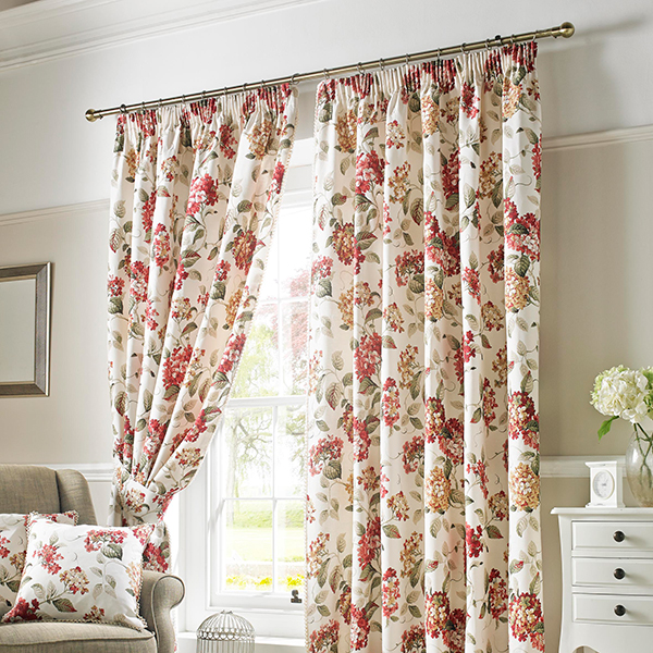 Floral curtains in Chester home