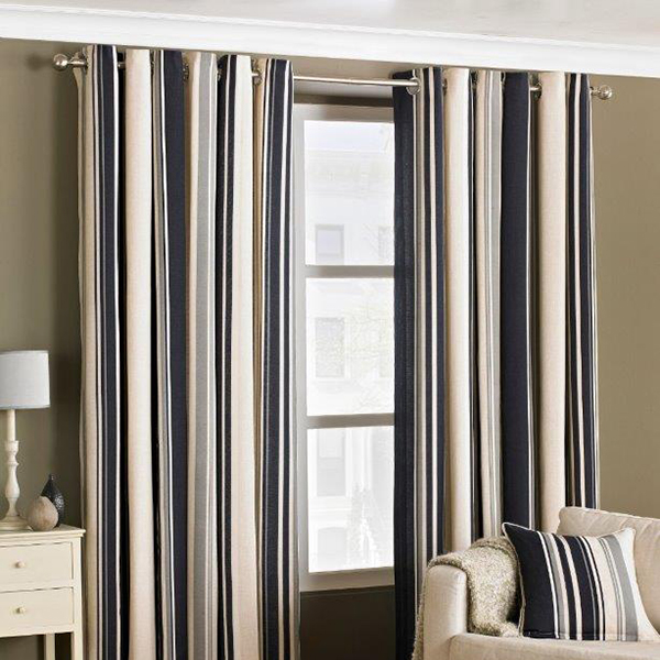 Striped eyelet curtains