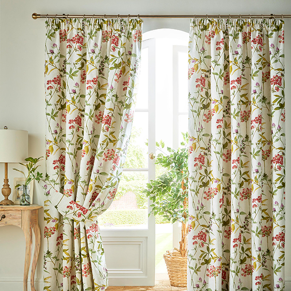 Leaf pattern ready made curtains at Wrexham factory outlet