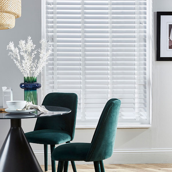 White venetian blinds