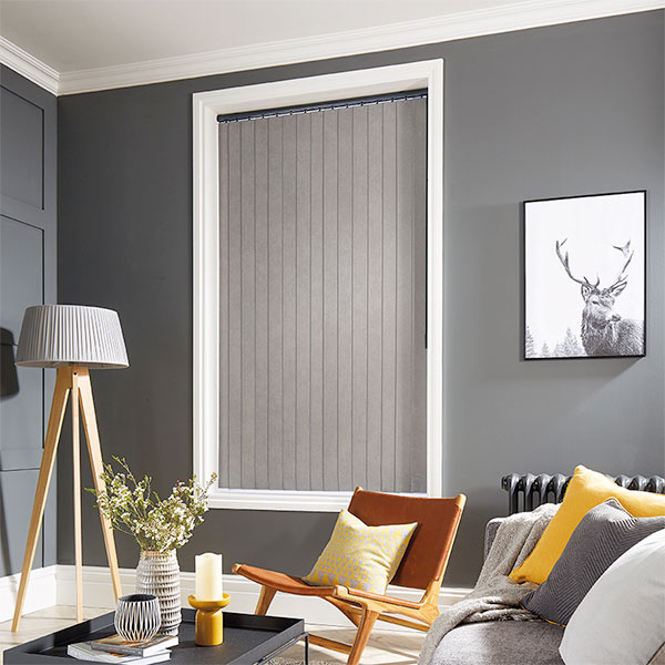 Living room grey vertical blind